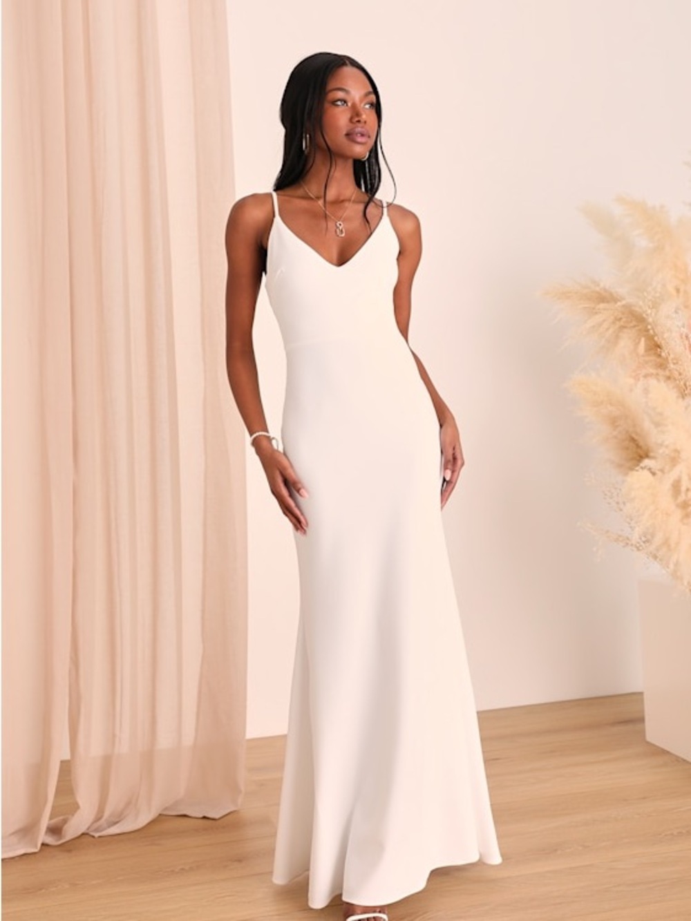 Lulu's Infinite Glory White V-Neck Slip Maxi Dress